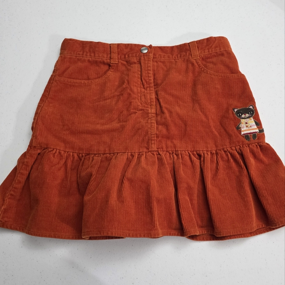 Gymboree Girls Vintage Corduroy Cute Cat Orange Rust Fall Cotton Skort Size 12